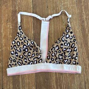 Stance Leopard Print and Pink Strappy T-Back Bralette Size Medium